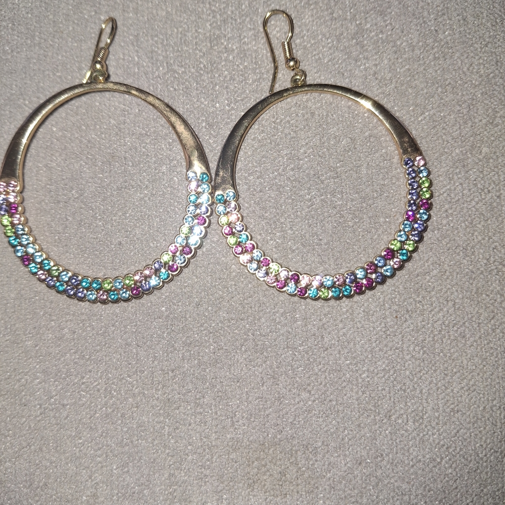 Multicolor Crystal Hoop Earrings